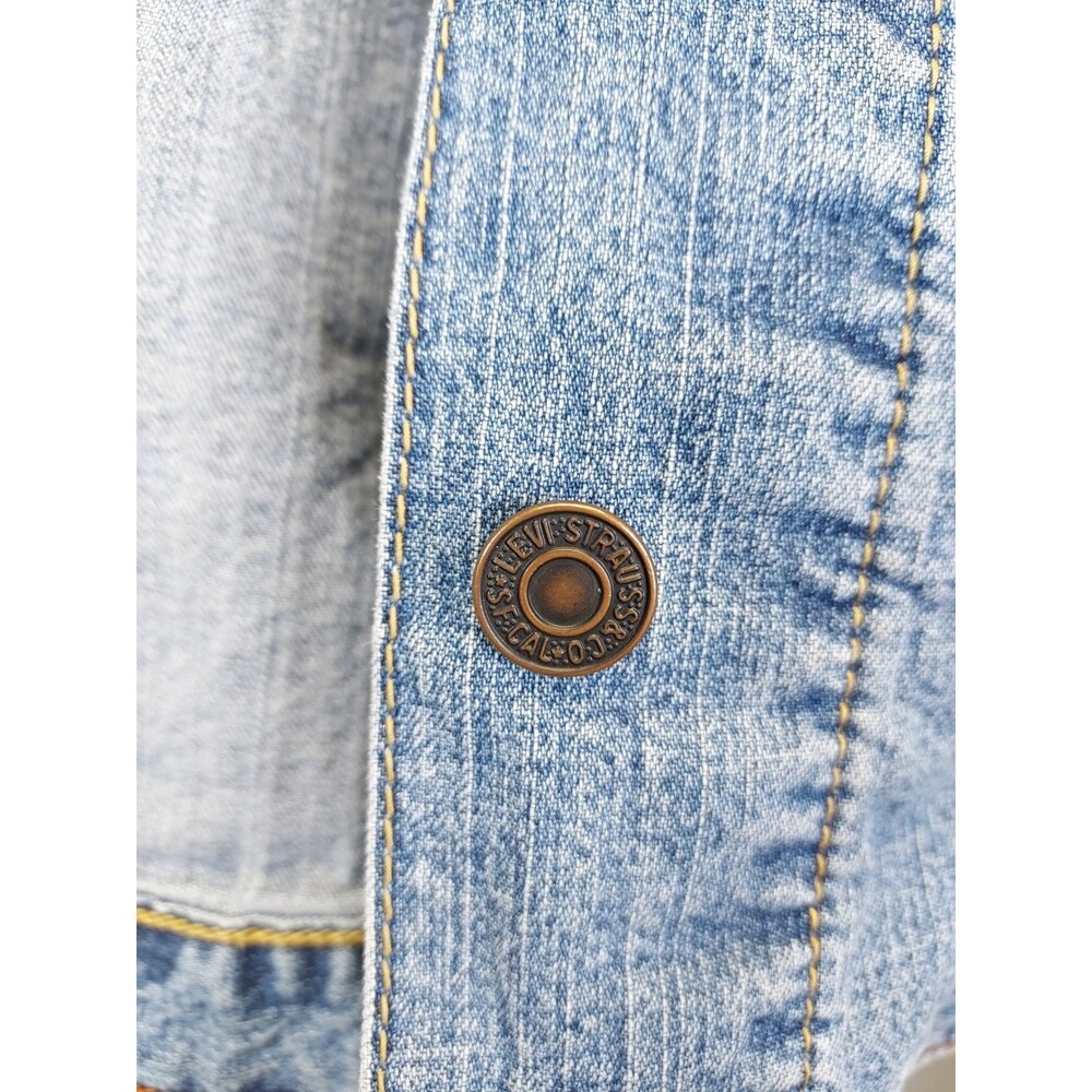 LEVI STRAUSS Signature Jean Jacket Girls L 12/14 Trucker Denim Patches Grunge - Picture 6 of 16